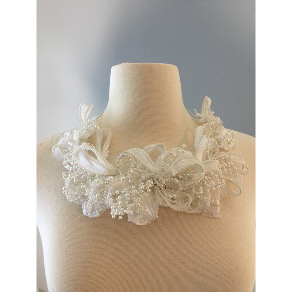 Vintage Wedding Gown Beaded Detachable Train Size 14 Headpiece - Picture 10 of 11